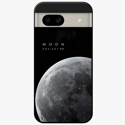 Cosmic Moon Glow Glass Case showing flat back view with glowing moon artwork and glossy glass finish.