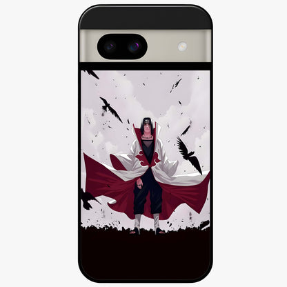 Crimson Crow Ascension Glass Case showing flat back view with mystical crow artwork and glossy glass finish.
