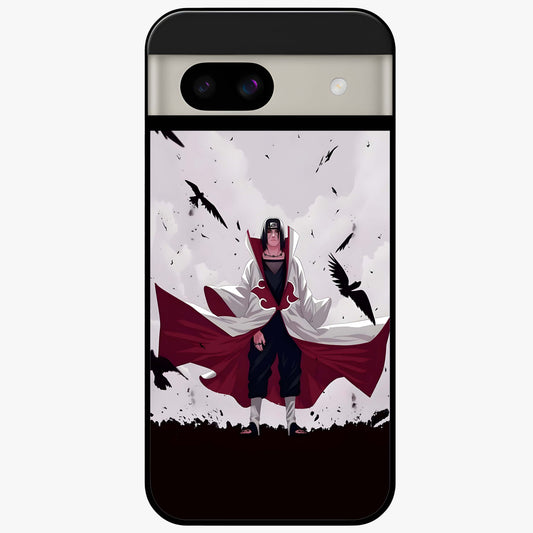 Crimson Crow Ascension Glass Case showing flat back view with mystical crow artwork and glossy glass finish.