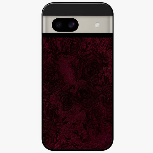 Crimson Fade Flow Glass Case showing flat back view with flowing crimson gradient artwork and glossy glass finish.