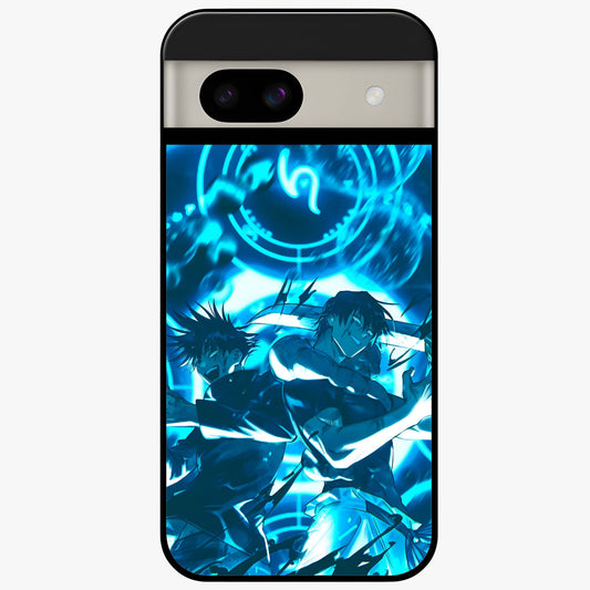 Cursed Energy Clash Glass Case showing flat back view with intense cursed energy artwork and glossy glass finish.