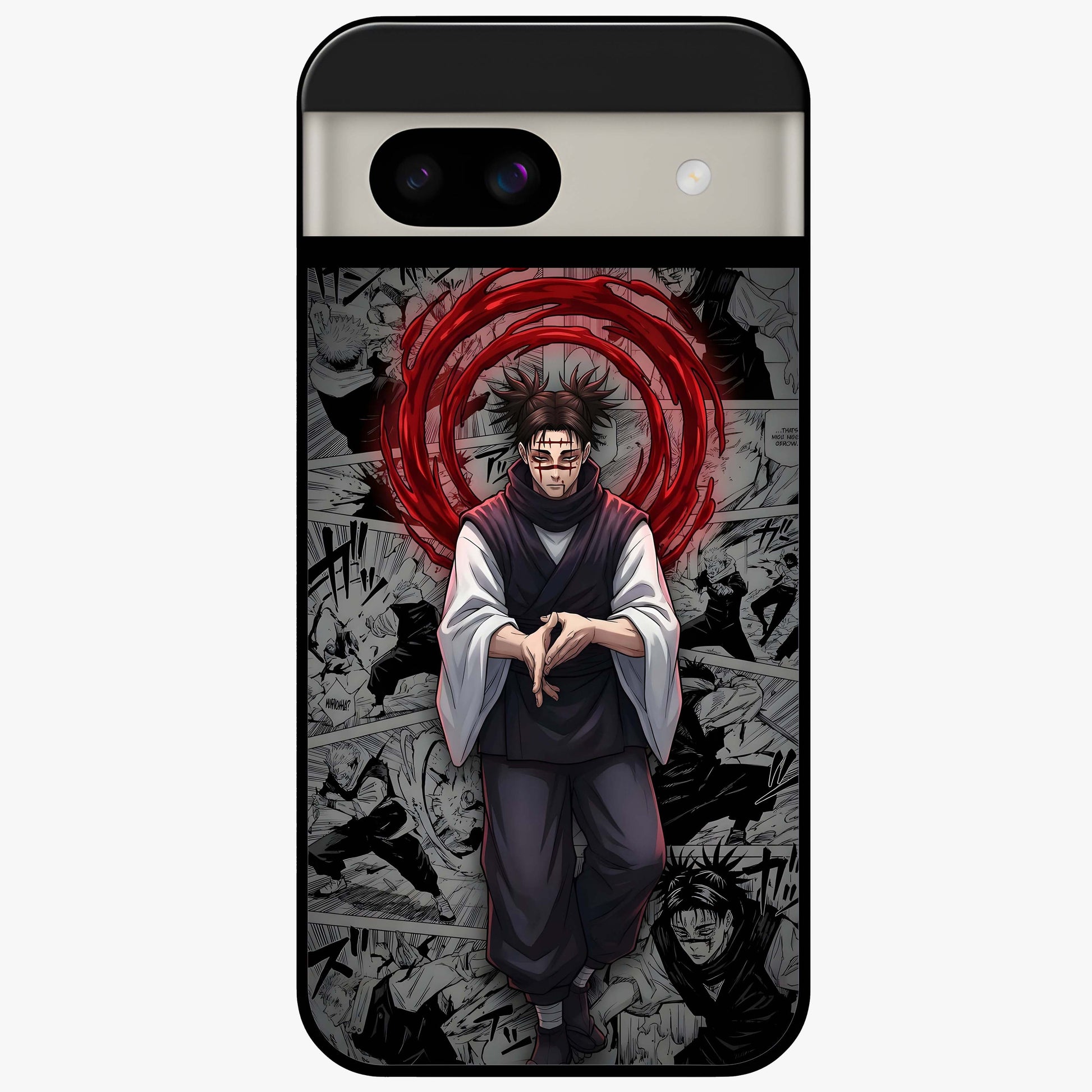 Cursed Ritual Ascension Glass Case showing flat back view with dark ritual themed artwork and glossy glass finish.