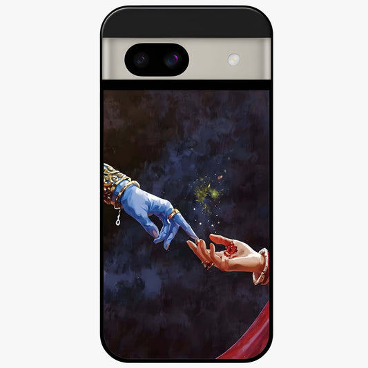Divine Touch Eternal Glass Case showing flat back view with spiritual themed artwork and glossy glass finish.