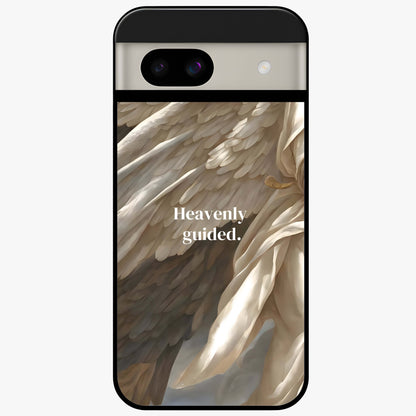 Divine Winged Grace Glass Case showing flat back view with elegant wing inspired artwork and glossy glass finish.