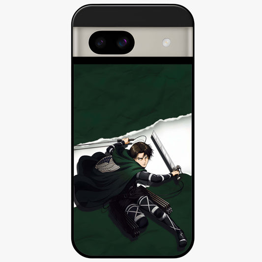 Emerald War Vanguard Glass Case showing flat back view with powerful warrior themed artwork and glossy glass finish.