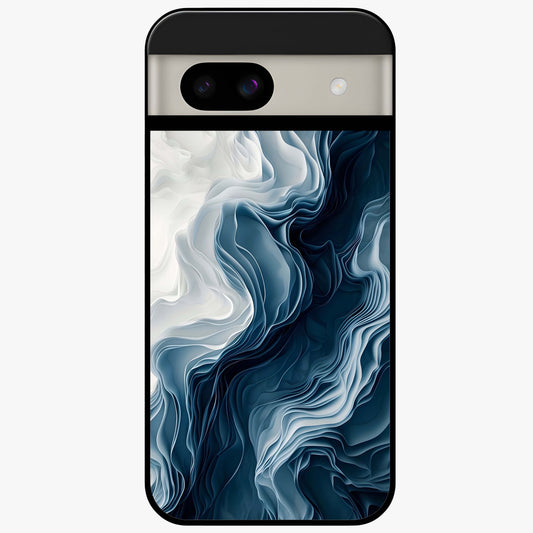 Ethereal Paper Marble Glass Case showing flat back view with soft marble paper texture artwork and glossy glass finish.