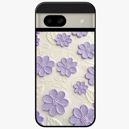 Floral Wall Art With Purple Flowers Glass Case showing flat back view with purple flower artwork and glossy glass finish.