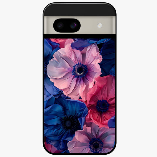 Flower Paper Art Pattern Glass Case showing flat back view with paper cut style floral artwork and glossy glass finish.