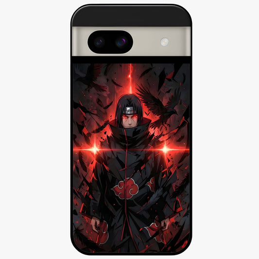Focused Blade Discipline Glass Case showing flat back view with warrior sword themed artwork and glossy glass finish.
