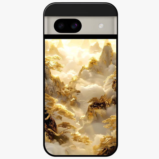 Gates Of Illumination Glass Case showing flat back view with mystical illuminated gate artwork and glossy glass finish.