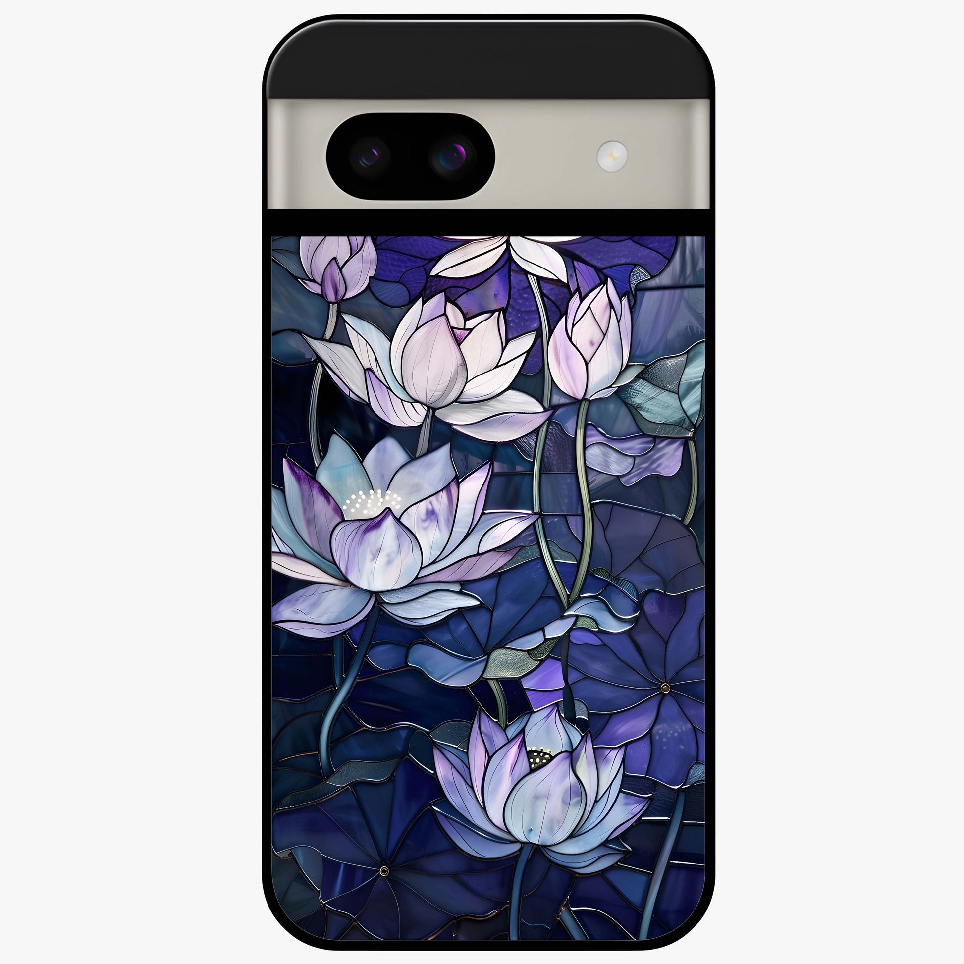 Gloss Petal Rush Glass Case showing flat back view with glossy flower petal artwork and smooth glass finish.