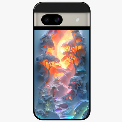 Glow Forest Portal Glass Case showing flat back view with glowing forest portal artwork and glossy glass finish.