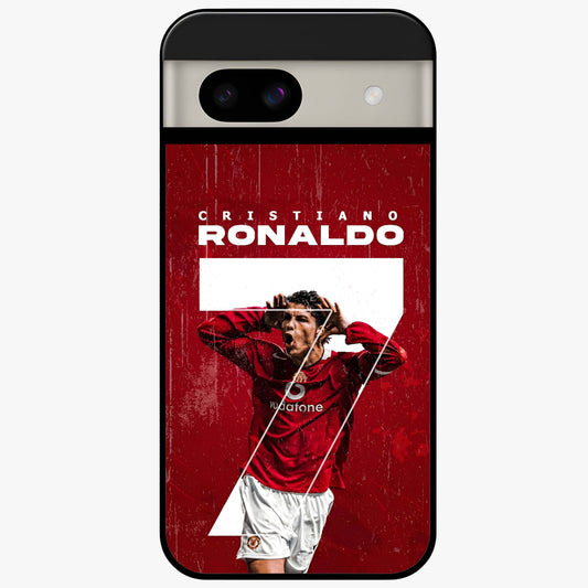 Goal Celebration Legacy Glass Case showing flat back view with football celebration inspired artwork and glossy glass finish.