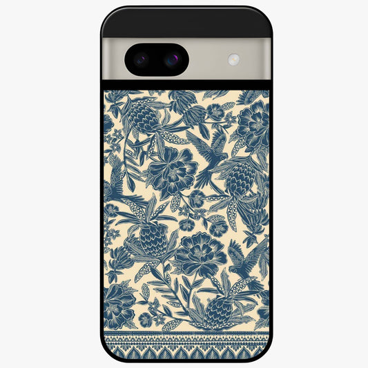 Heirloom Wild Bloom Glass Case showing flat back view with vintage inspired wild flower artwork and glossy glass finish.