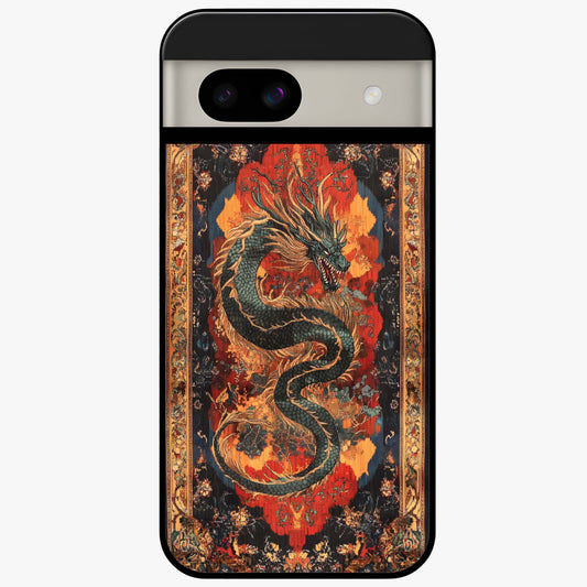 Inferno Dragon Soul Glass Case showing flat back view with fiery dragon artwork and glossy glass finish.