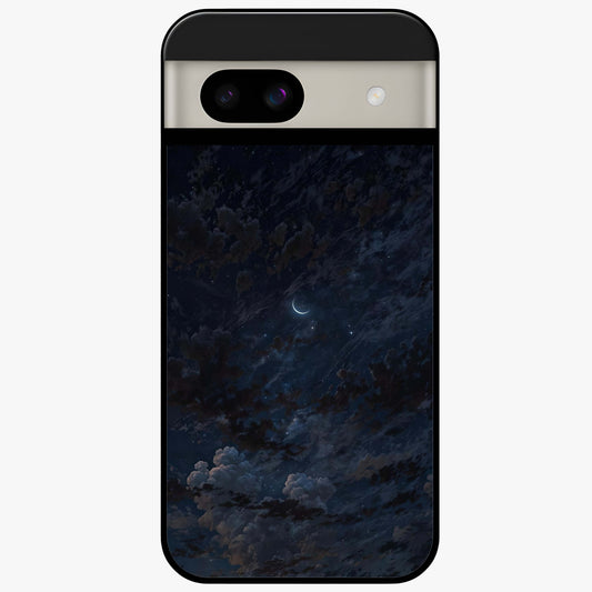 Lunar Veil Silence Glass Case showing flat back view with mystical moon veil artwork and glossy glass finish.