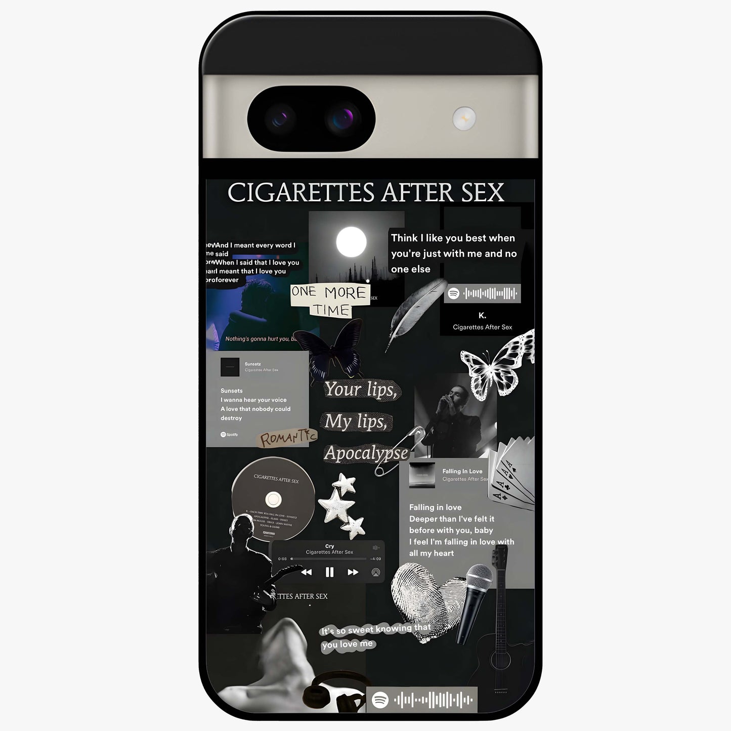 Midnight Love Echo Glass Case showing flat back view with romantic midnight themed artwork and glossy glass finish.