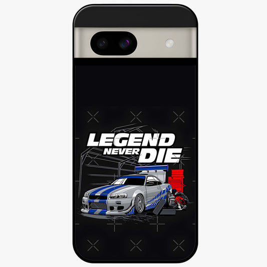 Midnight Racing Legacy Glass Case showing flat back view with sleek racing inspired artwork and glossy glass finish.