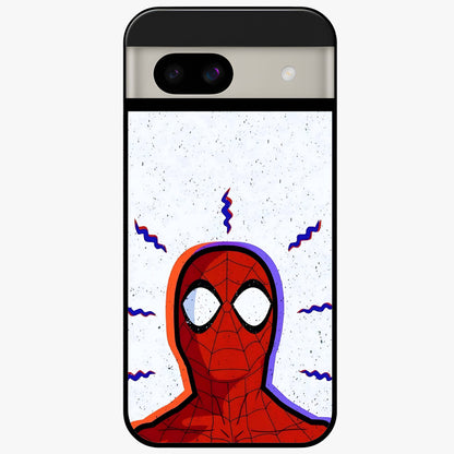 Omg Spiderman Glass Case showing flat back view with bold superhero inspired artwork and glossy glass finish.