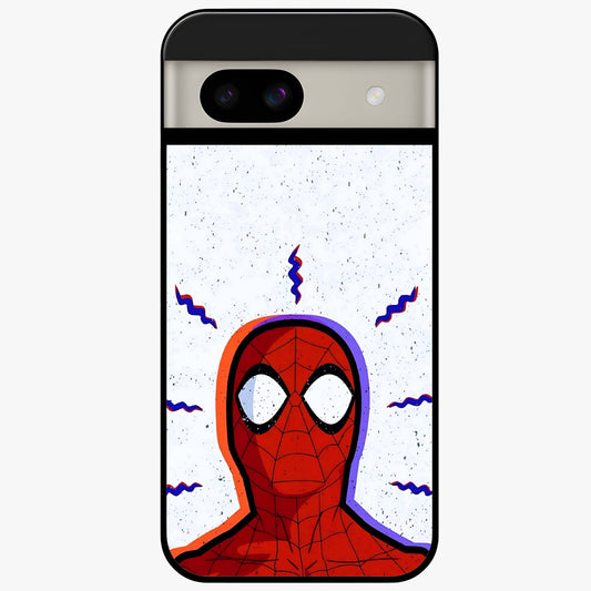 Omg Spiderman Glass Case showing flat back view with bold superhero inspired artwork and glossy glass finish.