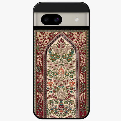 Persian Inspired Glass Case showing flat back view with ornate Persian style pattern artwork and glossy glass finish.