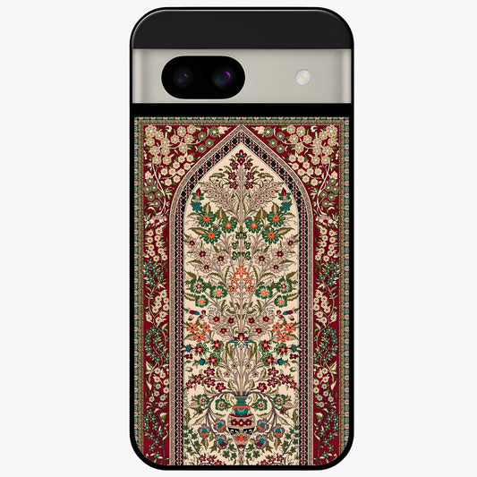 Persian Inspired Glass Case showing flat back view with ornate Persian style pattern artwork and glossy glass finish.