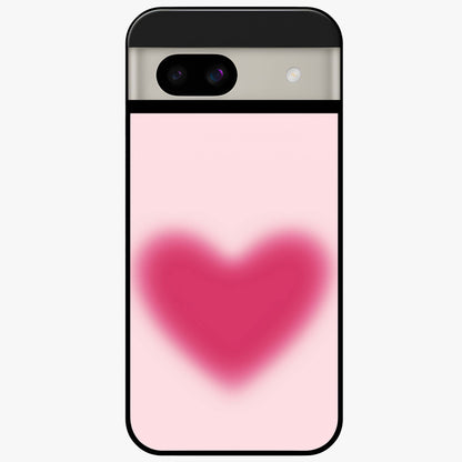 Pink Aura Heart Glass Case showing flat back view with glowing heart artwork and glossy glass finish.