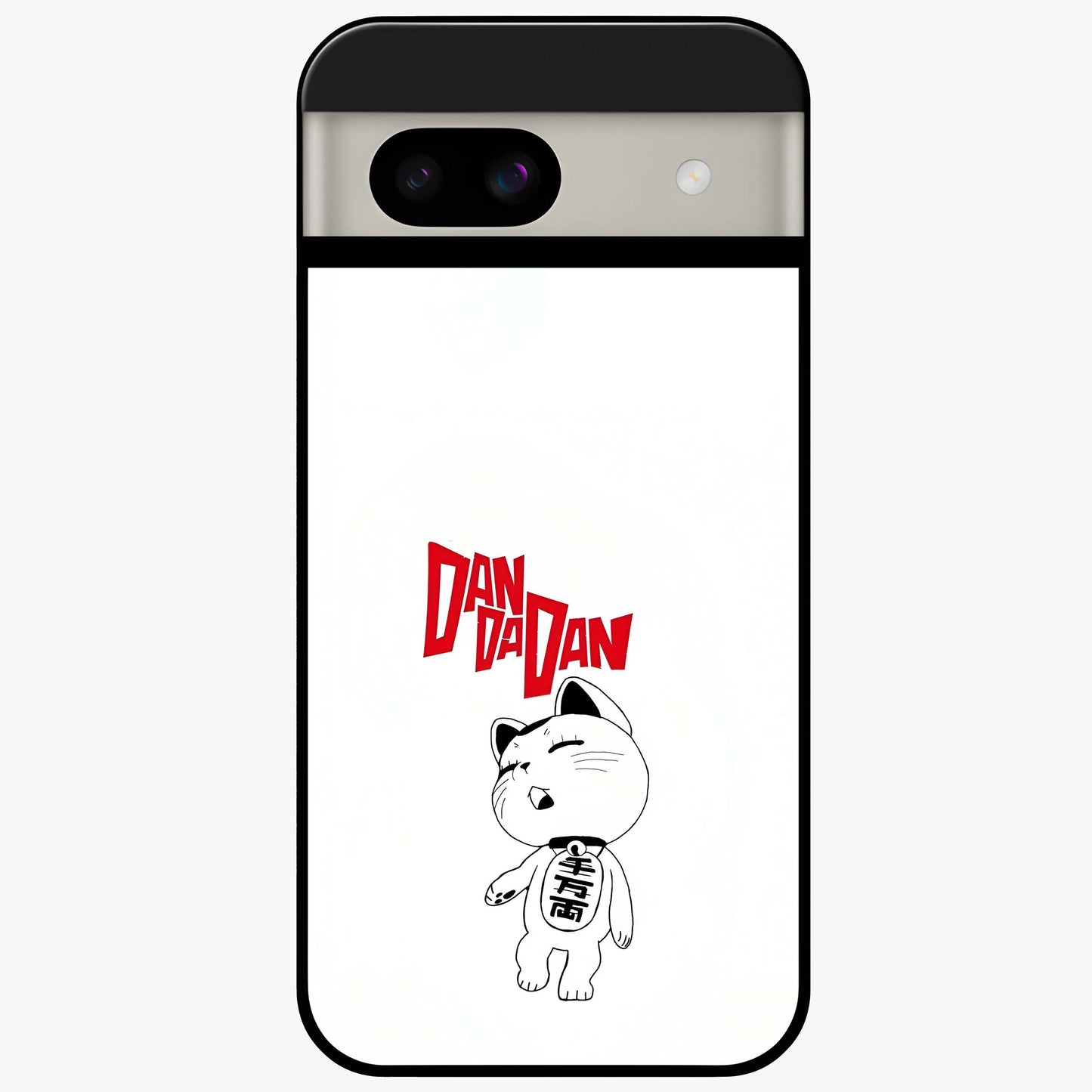 Playful Spirit Charm Glass Case showing flat back view with cheerful charm themed artwork and glossy glass finish.