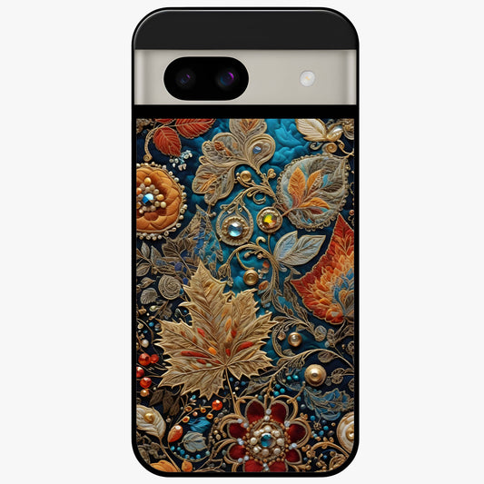 Royal Jewel Garden Glass Case showing flat back view with decorative floral garden artwork and glossy glass finish.