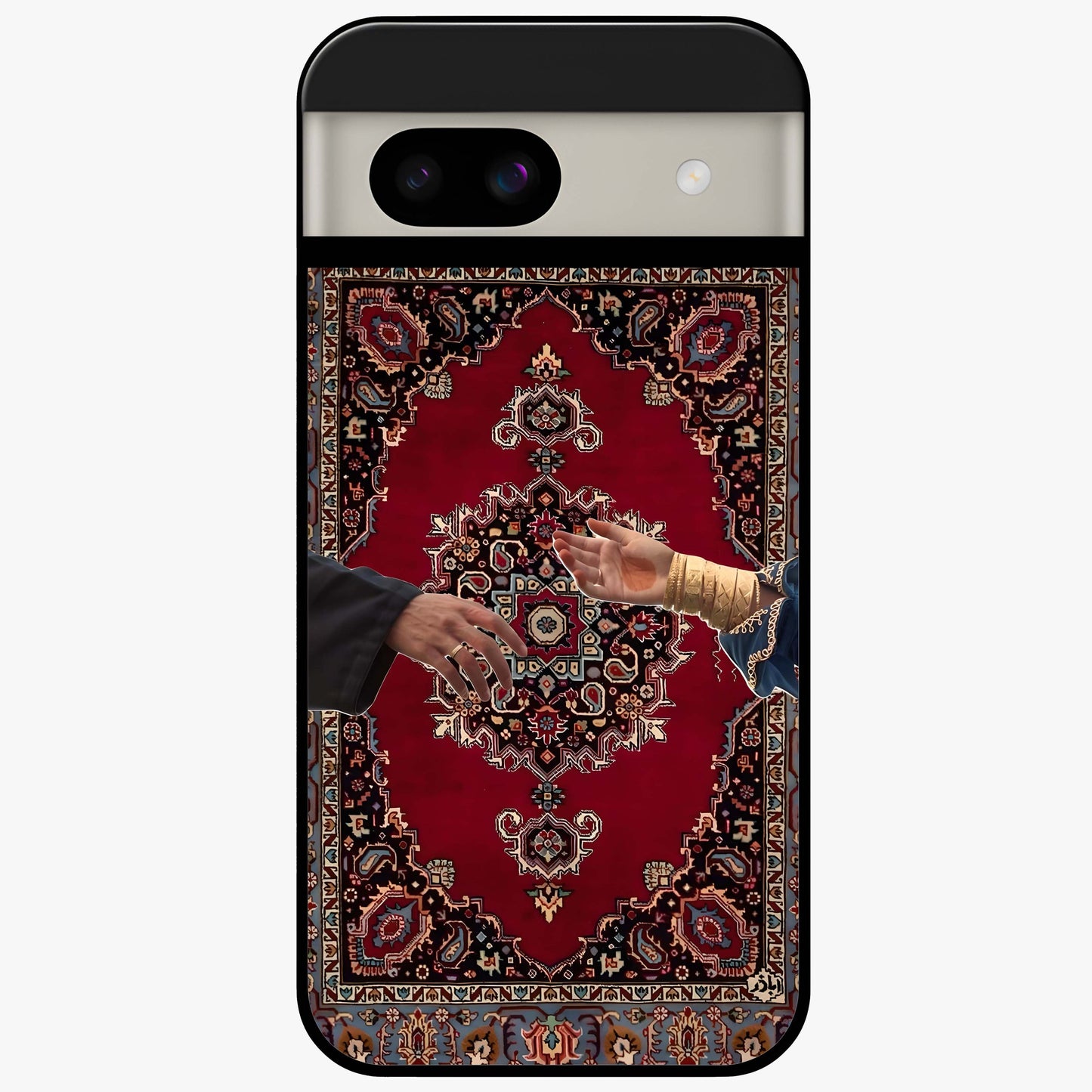 Royal Touch Reach Glass Case showing flat back view with elegant royal themed artwork and glossy glass finish.