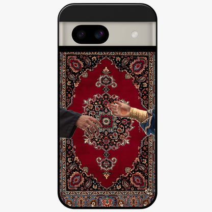 Royal Touch Reach Glass Case showing flat back view with elegant royal themed artwork and glossy glass finish.