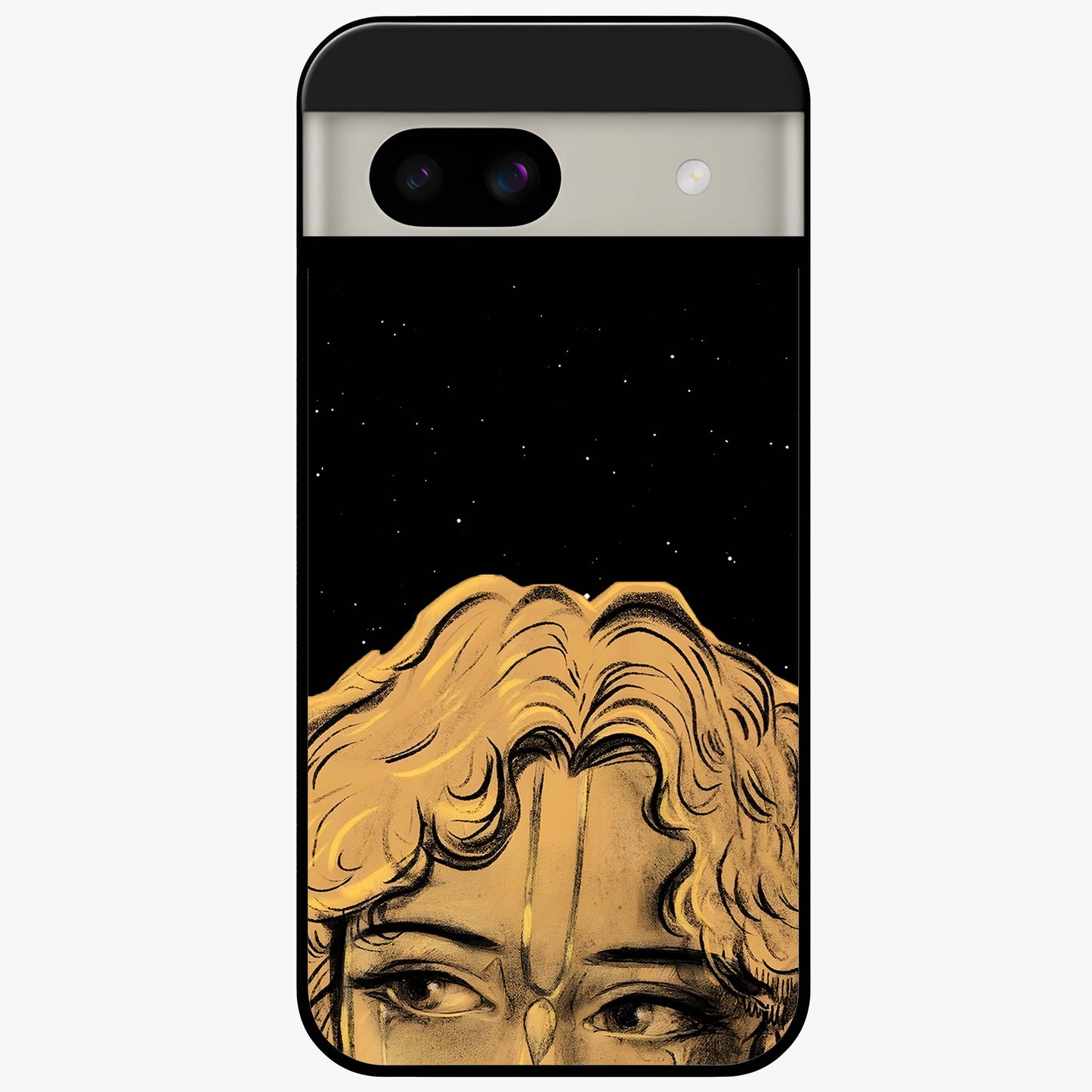 Shri Krishna Art Glass Case showing flat back view with devotional Krishna artwork and glossy glass finish.