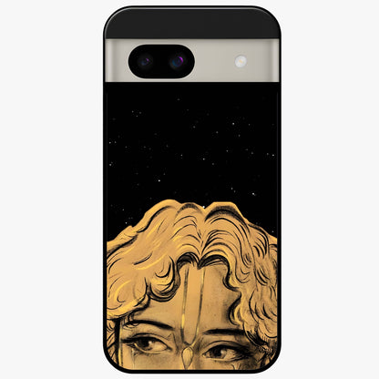 Shri Krishna Art Glass Case showing flat back view with devotional Krishna artwork and glossy glass finish.