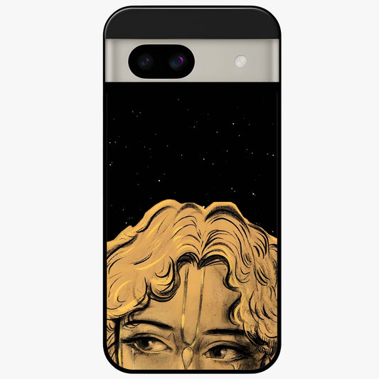 Shri Krishna Art Glass Case showing flat back view with devotional Krishna artwork and glossy glass finish.