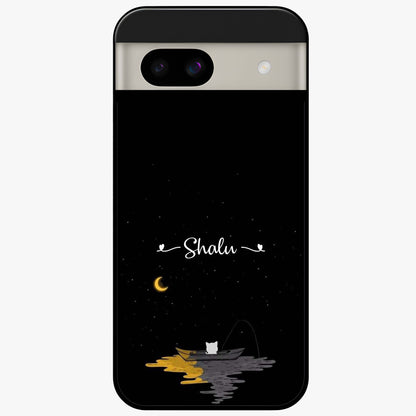 Silent Night Row Glass Case showing flat back view with calm night themed artwork and glossy glass finish.