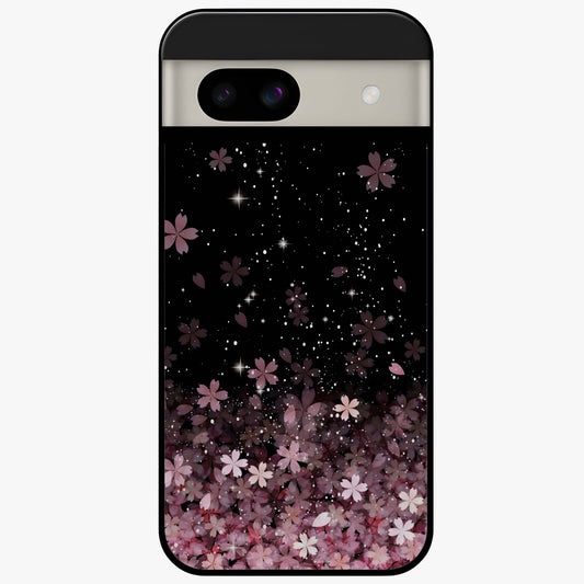 Small Starry Flowers Glass Case showing flat back view with delicate starry floral artwork and glossy glass finish.