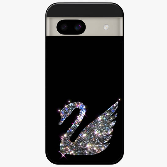 Starlit Swan Grace Glass Case showing flat back view with graceful swan artwork under starry sky and glossy glass finish.
