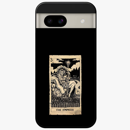 The Empress Glass Case showing flat back view with regal feminine artwork and glossy glass finish.