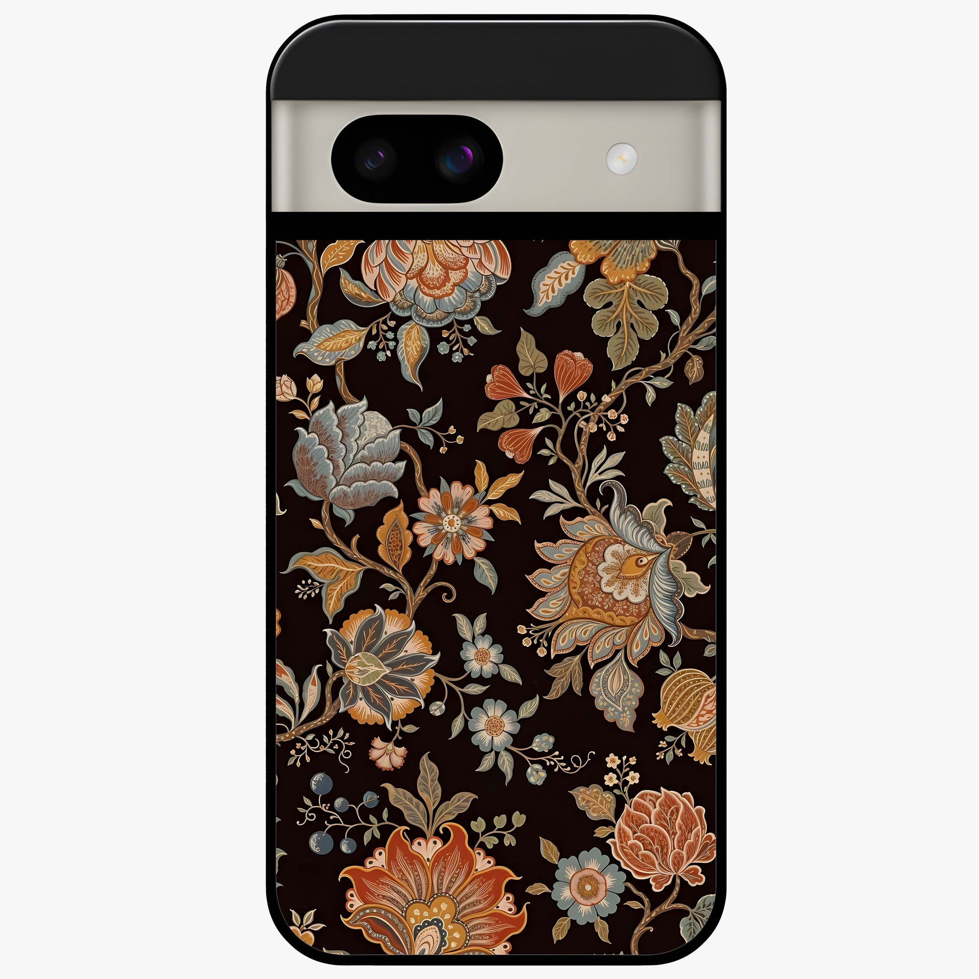 Vintage Floral Dream Glass Case showing flat back view with classic floral artwork and glossy glass finish.