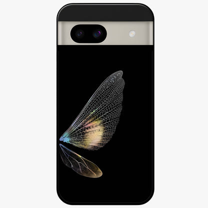 Whispers Of Wings Glass Case showing flat back view with graceful wing inspired artwork and glossy glass finish.