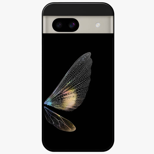 Whispers Of Wings Glass Case showing flat back view with graceful wing inspired artwork and glossy glass finish.