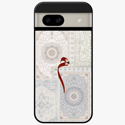 White Aesthetic Bow Glass Case showing flat back view with minimal bow artwork and glossy glass finish.