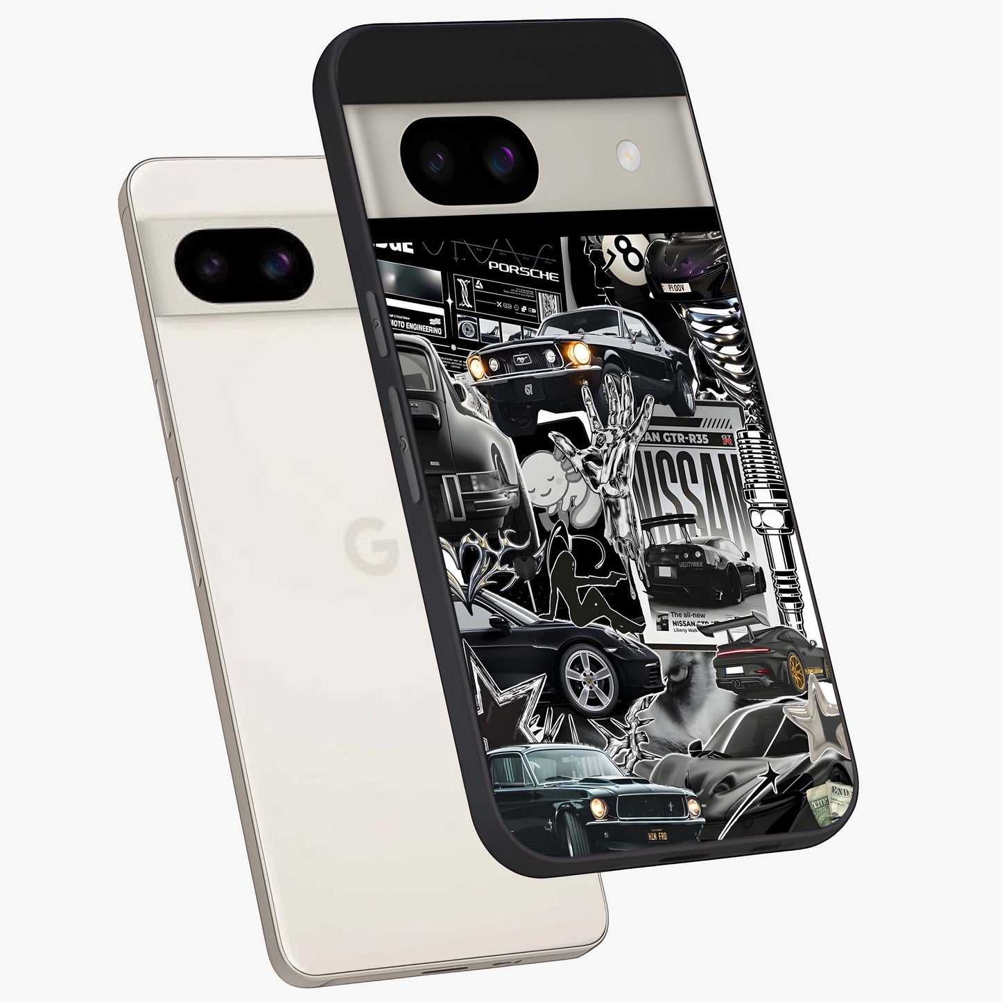 Aesthetic Dark Love Glass Case displayed in angled mockup highlighting moody aesthetic design and bold love theme.