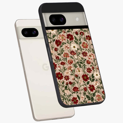 Biege Flower With Leaf Glass Case displayed in angled mockup highlighting minimal floral leaf design and elegant aesthetic.