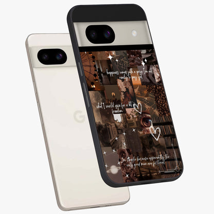 Bittersweet Aesthetic Chaos Glass Case displayed in angled mockup highlighting expressive abstract artwork and edgy aesthetic theme.
