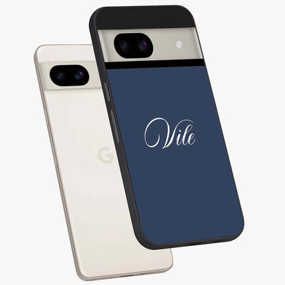 Blue Vintage Floral Pattern Glass Case showing flat back view with elegant vintage floral artwork and glossy glass finish.