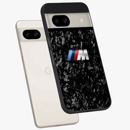 Carbon Speed Mark Glass Case displayed in angled mockup highlighting racing inspired carbon design and sleek aesthetic style.