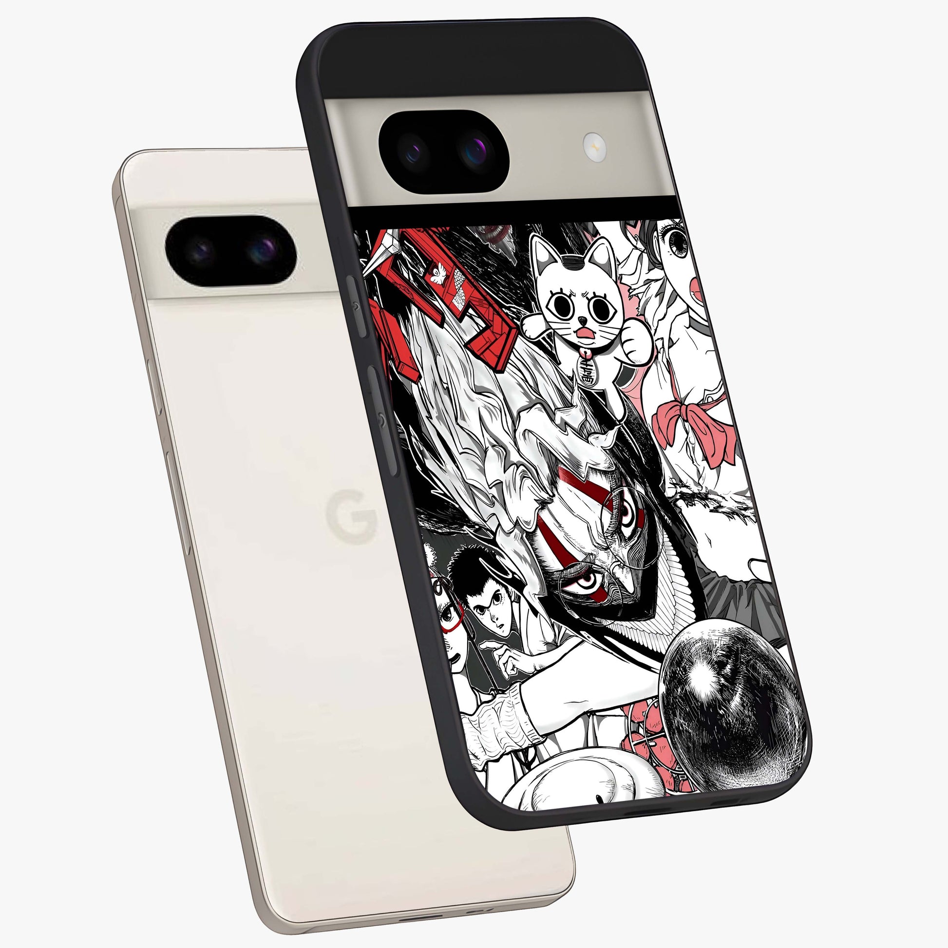 Crimson Chaos Panel Glass Case displayed in angled mockup highlighting chaotic panel style design with modern graphic theme.