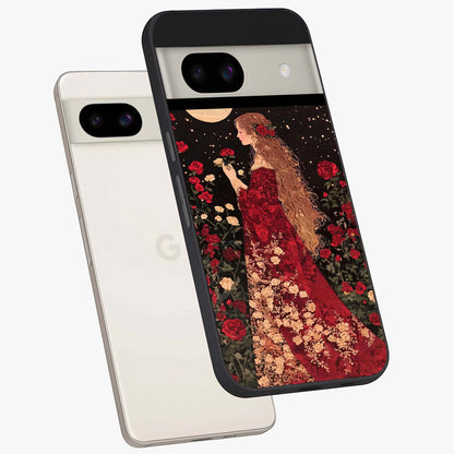 Crimson Dreams Glass Case displayed in angled mockup highlighting soft crimson aesthetic design with artistic theme.