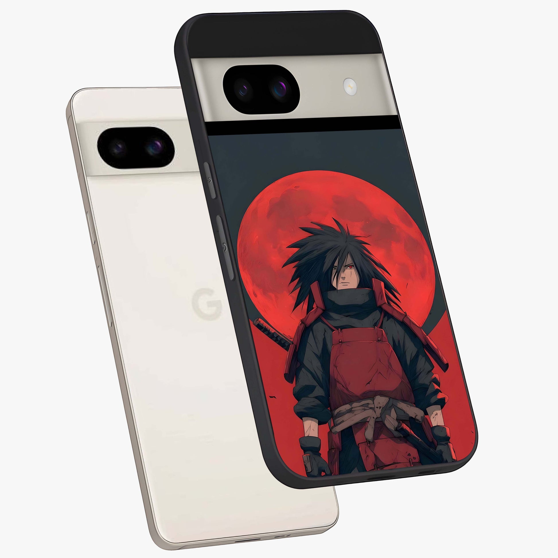 Crimson Moon Warlord Glass Case displayed in angled mockup highlighting dramatic crimson moon design with fantasy aesthetic.